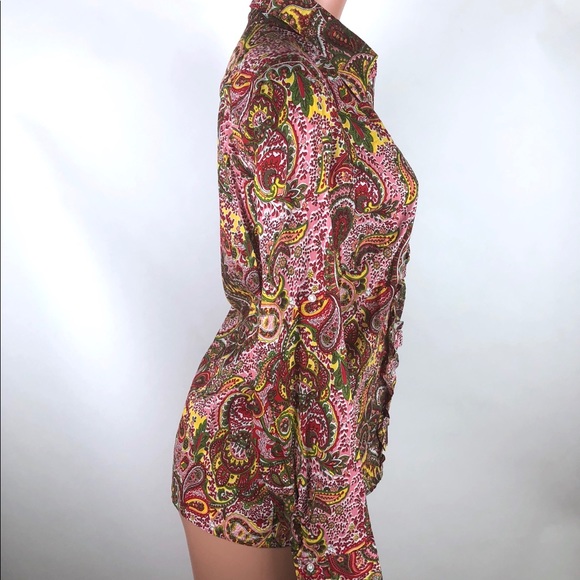 Sundance Blouse Paisley Floral Ruffle Front - Picture 3 of 5